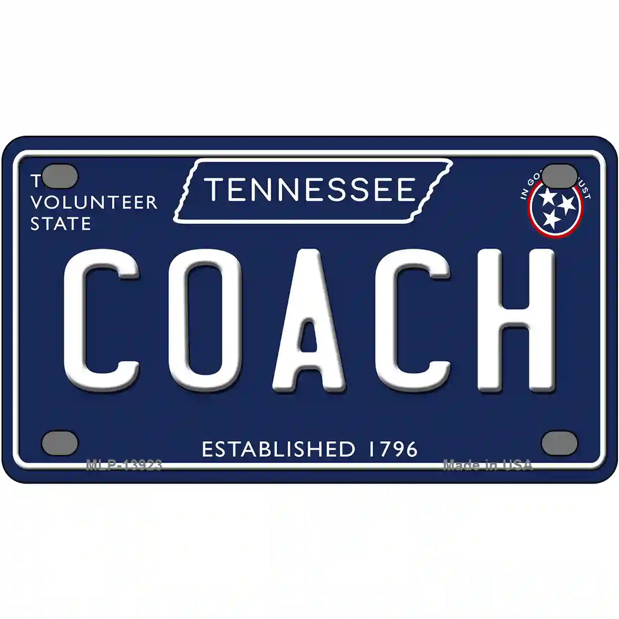 Coach Tennessee Blue Novelty Metal License Plate Tag 4" x 2.2" (MLP)