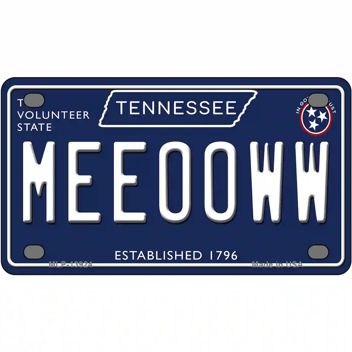 Meeooww Tennessee Blue Novelty Metal License Plate Tag 4" x 2.2" (MLP)