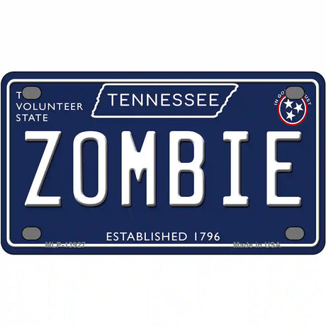 Zombie Tennessee Blue Novelty Metal License Plate Tag 4" x 2.2" (MLP)