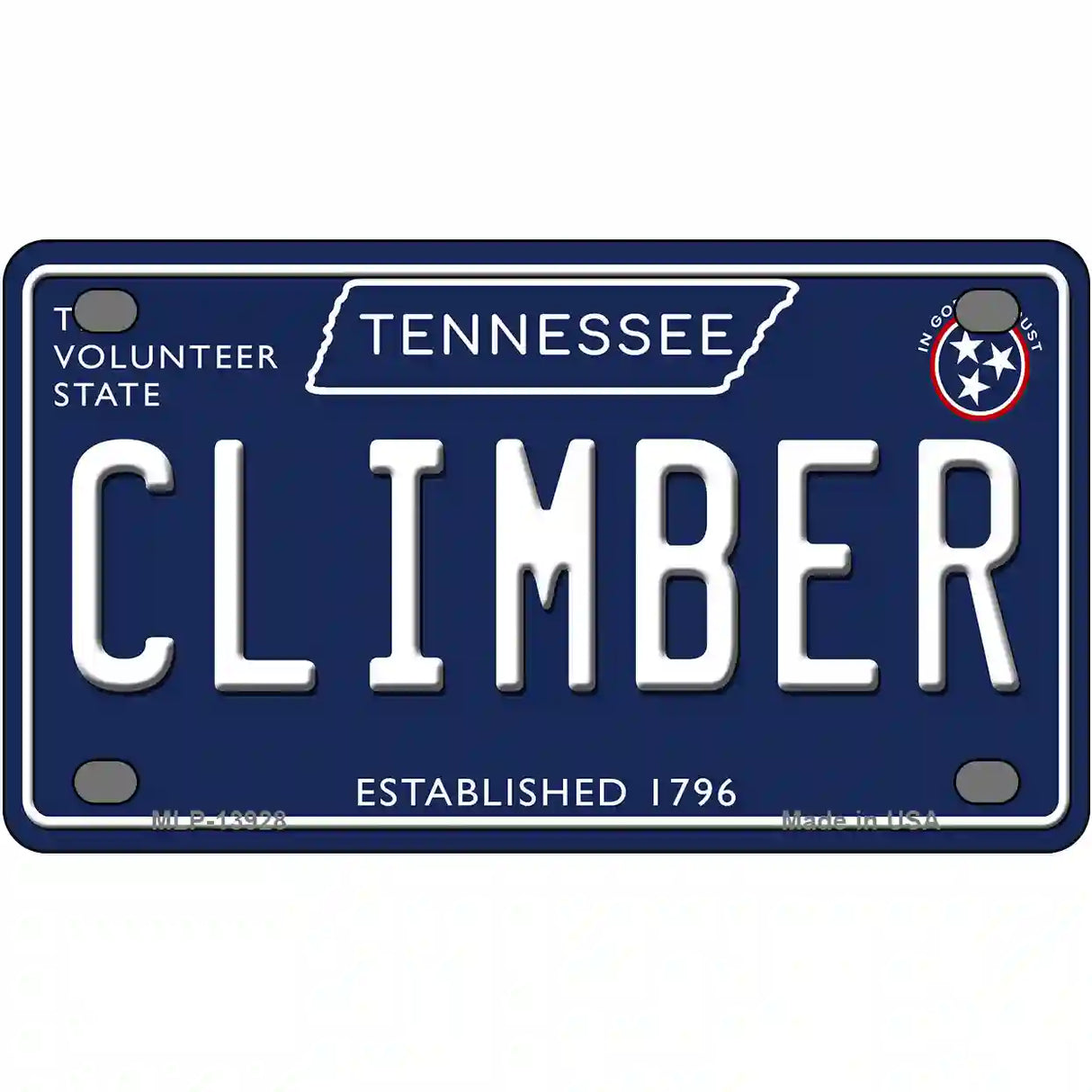 Climber Tennessee Blue Novelty Metal License Plate Tag 4" x 2.2" (MLP)