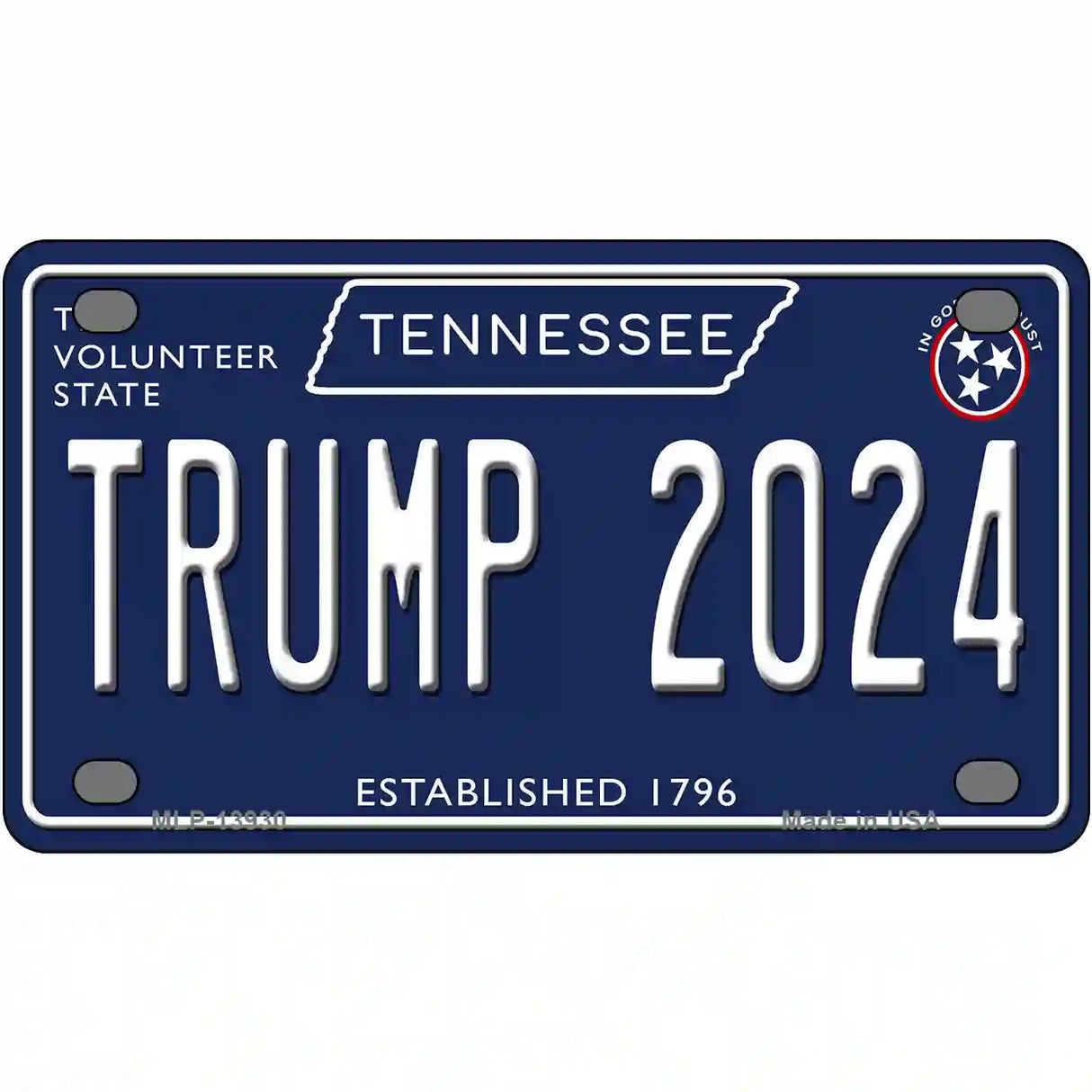 Trump 2024 Tennessee Blue Novelty Metal License Plate Tag 4" x 2.2" (MLP)