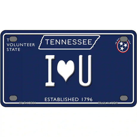 I Heart U Tennessee Blue Novelty Metal License Plate Tag 4" x 2.2" (MLP)