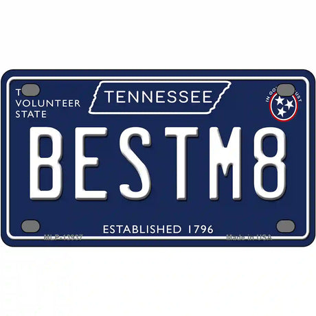 Best M8 Tennessee Blue Novelty Metal License Plate Tag 4" x 2.2" (MLP)