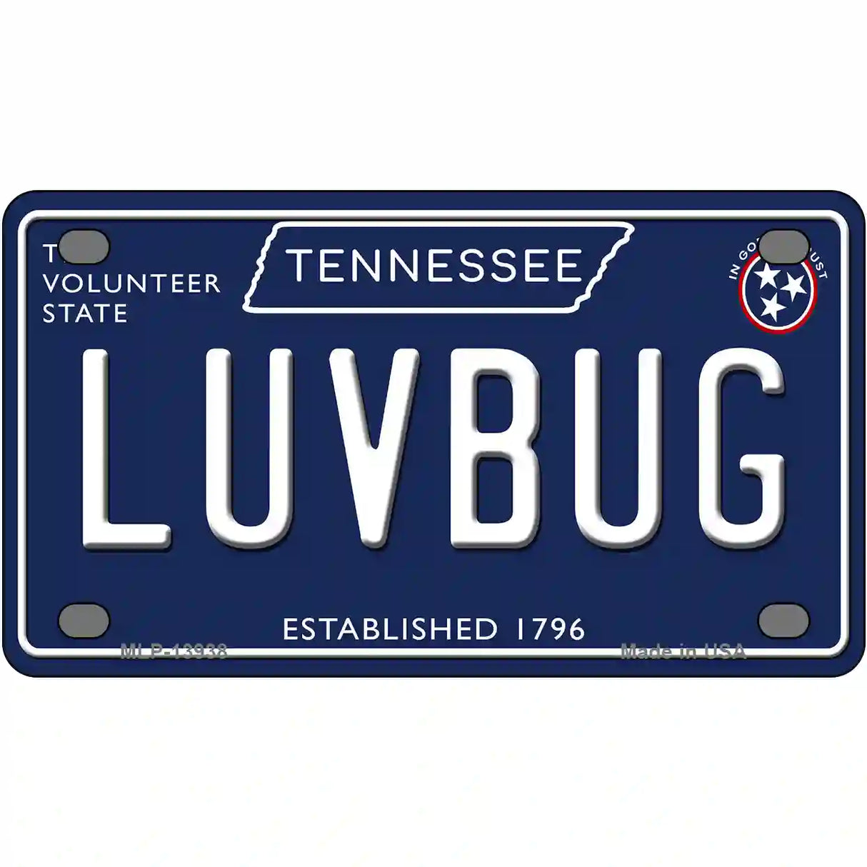 Luv Bug Tennessee Blue Novelty Metal License Plate Tag 4" x 2.2" (MLP)