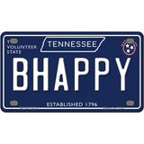 B Happy Tennessee Blue Novelty Metal License Plate Tag 4" x 2.2" (MLP)