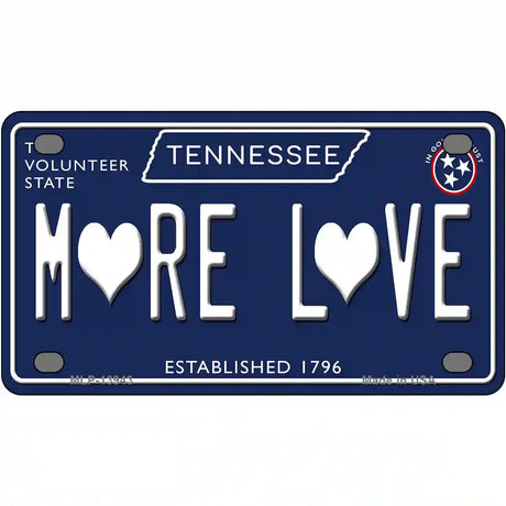 More Love Hearts Tennessee Blue Novelty Metal License Plate Tag 4" x 2.2" (MLP)