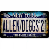 Allen Diggs 21 NY Blue Novelty Metal License Plate Tag 4" x 2.2" (MLP)