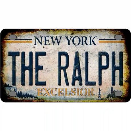 The Ralph New York White Novelty Metal License Plate Tag 4" x 2.2" (MLP)