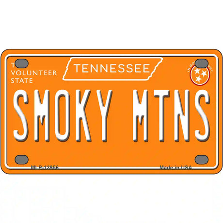 Smoky Mtns Tennessee Orange Novelty Metal License Plate Tag 4" x 2.2" (MLP)