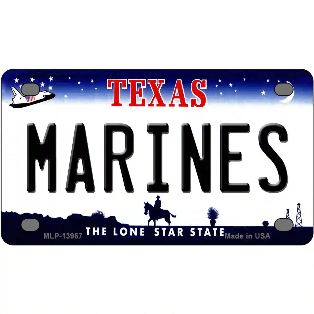 Texas Marines Novelty Metal License Plate Tag 4" x 2.2" (MLP)