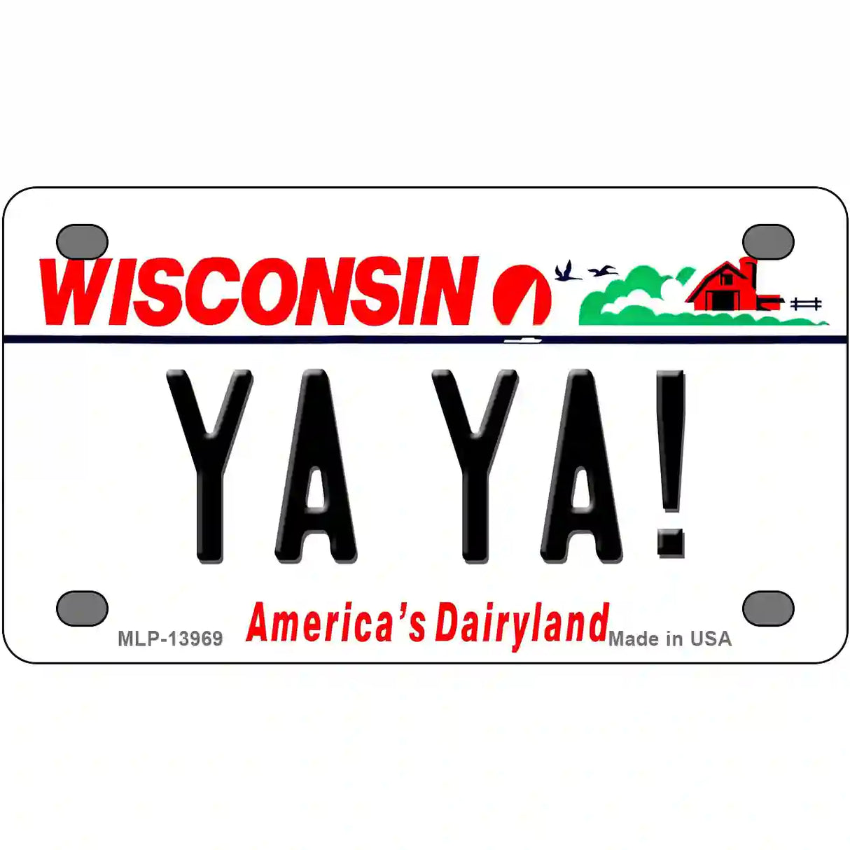 Ya Ya Wisconsin Novelty Metal License Plate Tag 4" x 2.2" (MLP)