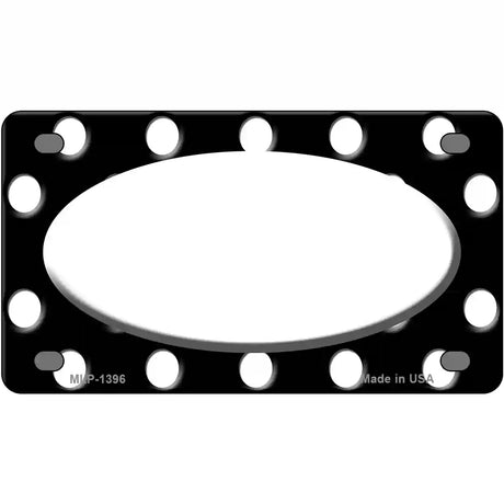 White Black Polka Dot Center Oval Metal Novelty License Plate 4" x 2.2" (MLP)