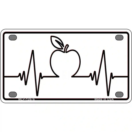 Apple Heart Beat Novelty Metal License Plate Tag 4" x 2.2" (MLP)