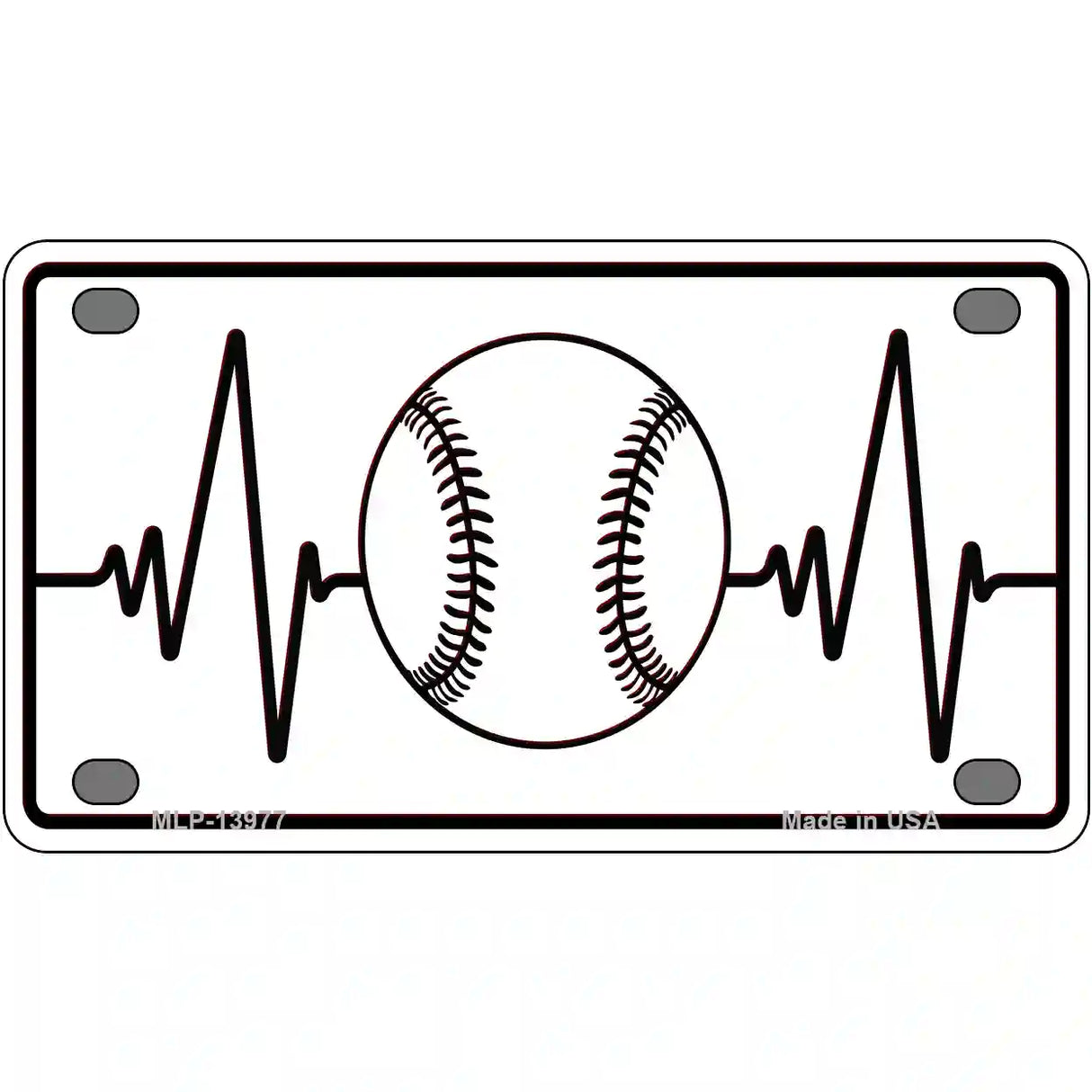 Baseball Heart Beat Novelty Metal License Plate Tag 4" x 2.2" (MLP)