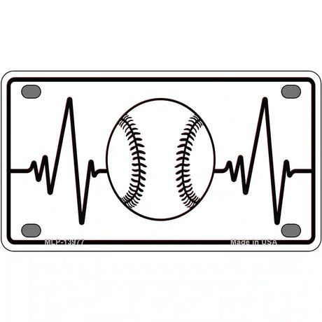 Baseball Heart Beat Novelty Metal License Plate Tag 4" x 2.2" (MLP)