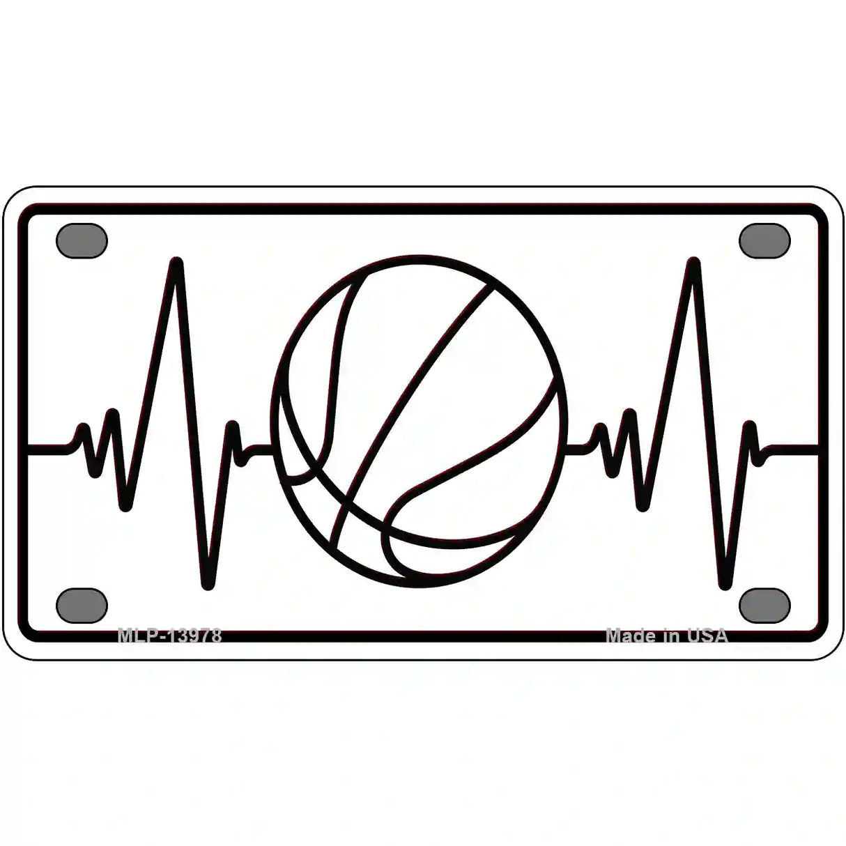 Basketball Heart Beat Novelty Metal License Plate Tag 4" x 2.2" (MLP)