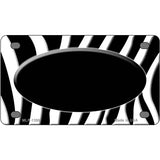 Black White Zebra Center Oval Metal Novelty License Plate 4" x 2.2" (MLP)