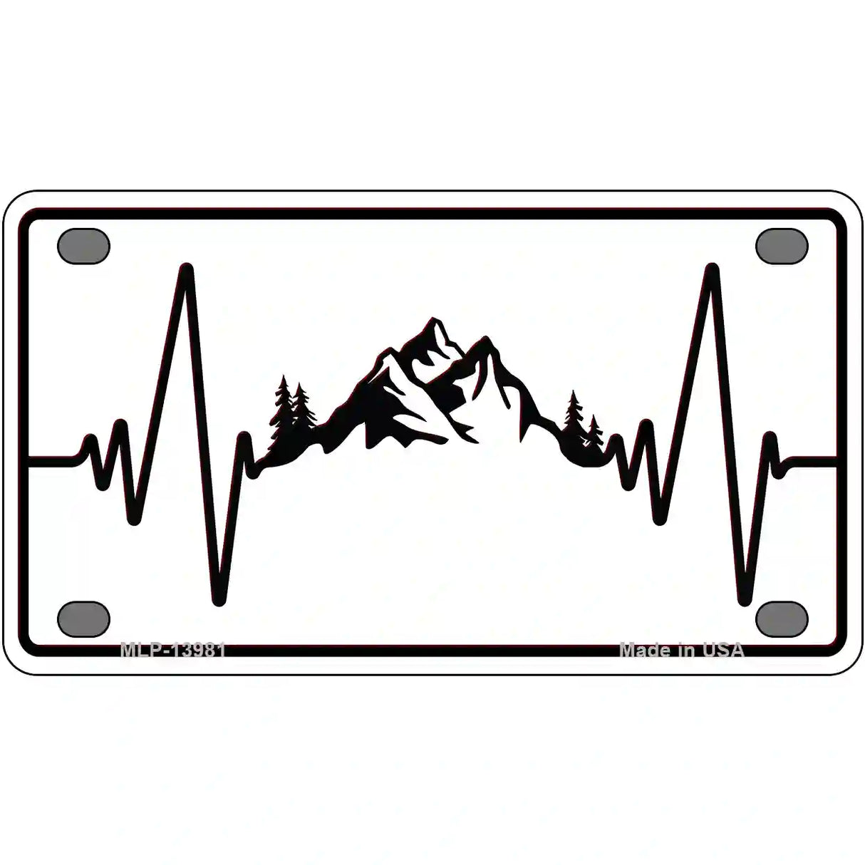 Mountains Heart Beat Novelty Metal License Plate Tag 4" x 2.2" (MLP)