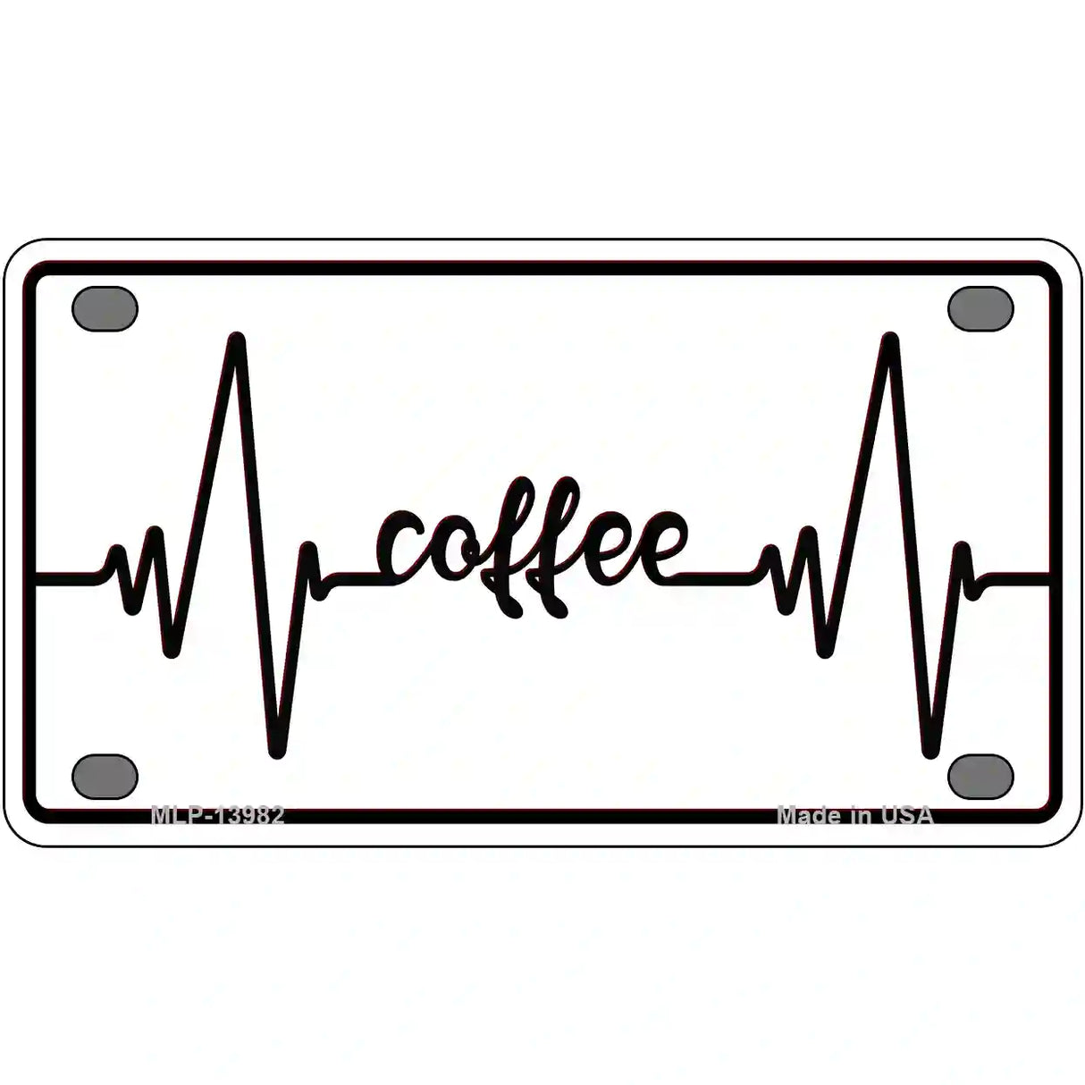 Coffee Heart Beat Novelty Metal License Plate Tag 4" x 2.2" (MLP)