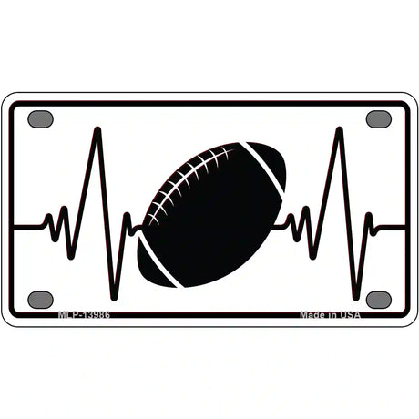 Football Heart Beat Novelty Metal License Plate Tag 4" x 2.2" (MLP)