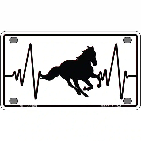 Horse Heart Beat Novelty Metal License Plate Tag 4" x 2.2" (MLP)