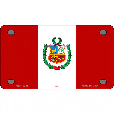 Peru Flag Metal Novelty License Plate 4" x 2.2" (MLP)