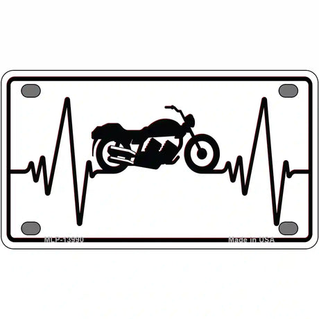 Motorcycle Heart Beat Novelty Metal License Plate Tag 4" x 2.2" (MLP)