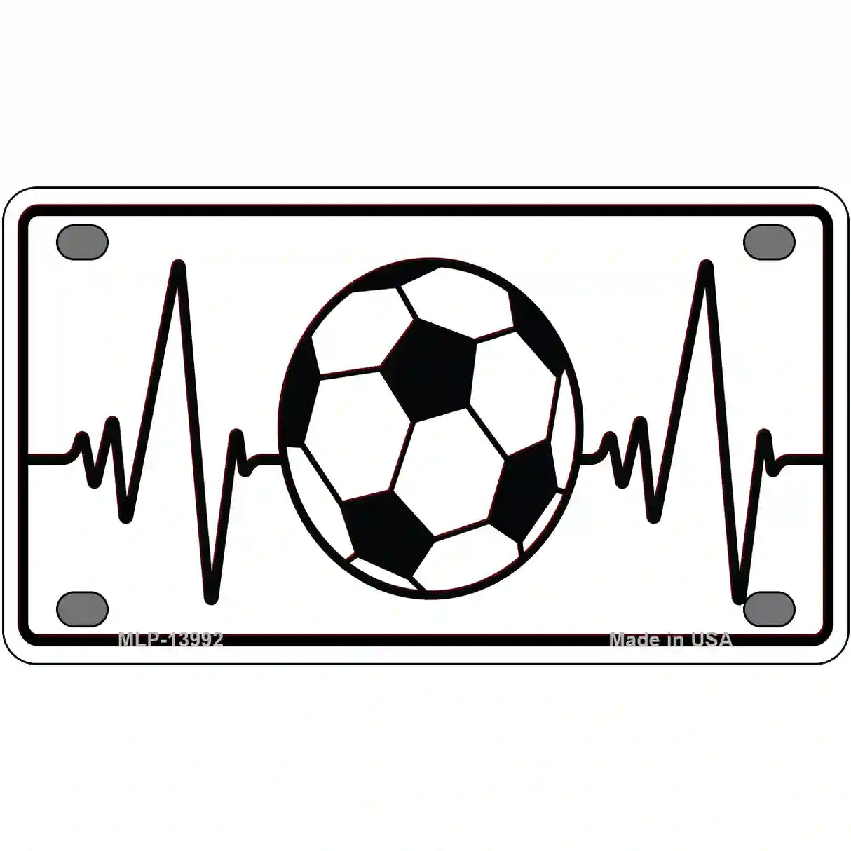 Soccer Heart Beat Novelty Metal License Plate Tag 4" x 2.2" (MLP)