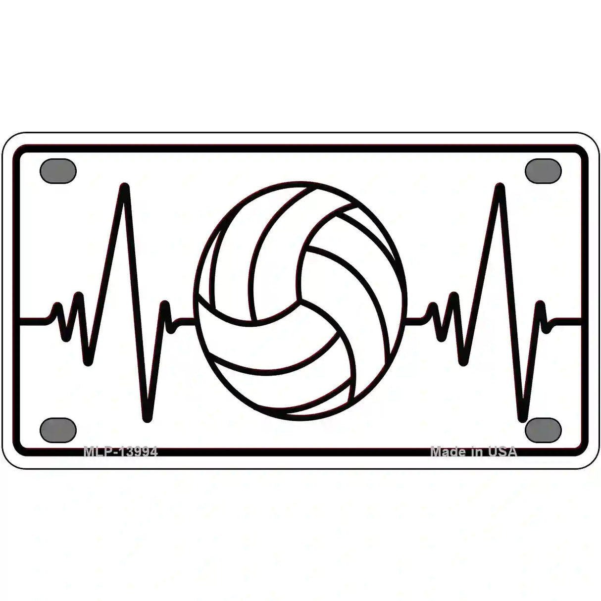 Volleyball Heart Beat Novelty Metal License Plate Tag 4" x 2.2" (MLP)