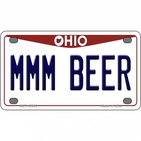 MMM Beer Ohio Novelty Metal License Plate Tag 4" x 2.2" (MLP)