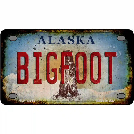 Bigfoot Alaska Novelty Metal License Plate Tag 4" x 2.2" (MLP)