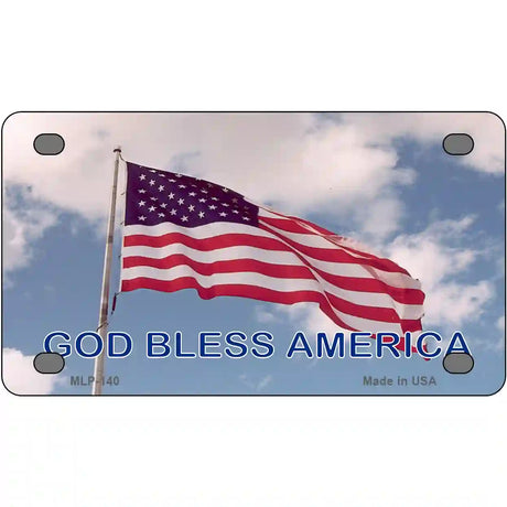 God Bless America Flag in Clouds Metal Novelty License Plate 4" x 2.2" (MLP)