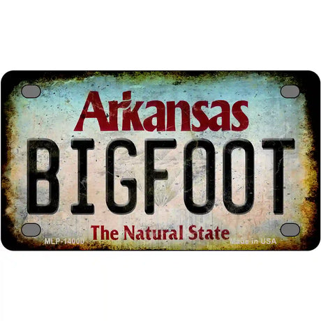 Bigfoot Arkansas Novelty Metal License Plate Tag 4" x 2.2" (MLP)