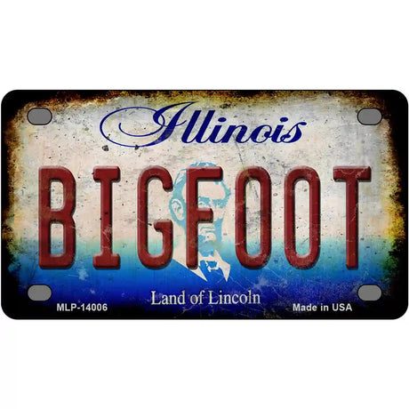 Bigfoot Illinois Novelty Metal License Plate Tag 4" x 2.2" (MLP)