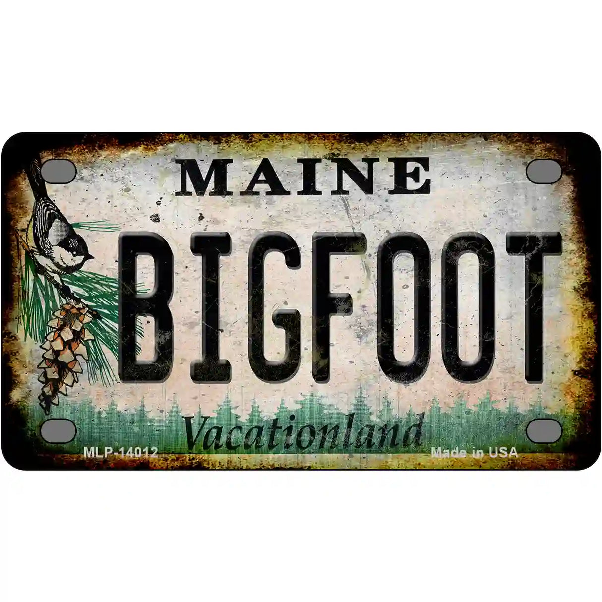 Bigfoot Maine Novelty Metal License Plate Tag 4" x 2.2" (MLP)