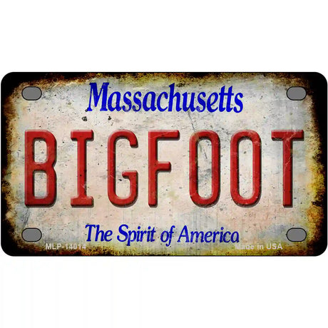 Bigfoot Massachusetts Novelty Metal License Plate Tag 4" x 2.2" (MLP)