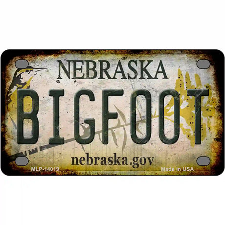 Bigfoot Nebraska Novelty Metal License Plate Tag 4" x 2.2" (MLP)