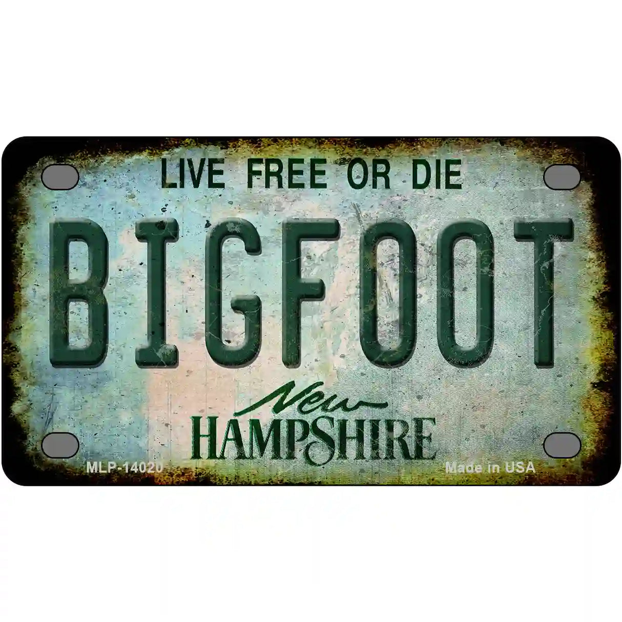 Bigfoot New Hampshire Novelty Metal License Plate Tag 4" x 2.2" (MLP)