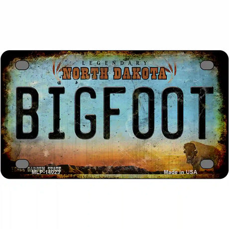 Bigfoot North Dakota Novelty Metal License Plate Tag 4" x 2.2" (MLP)