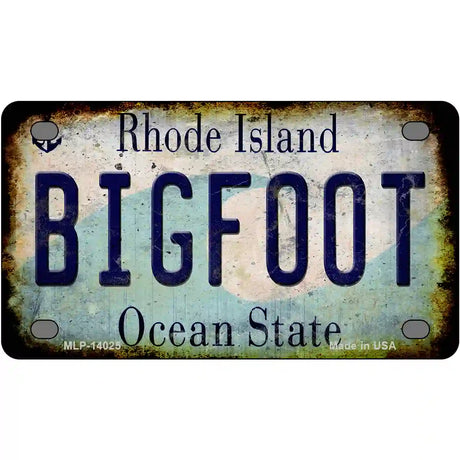 Bigfoot Rhode Island Novelty Metal License Plate Tag 4" x 2.2" (MLP)