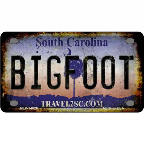 Bigfoot South Carolina Novelty Metal License Plate Tag 4" x 2.2" (MLP)