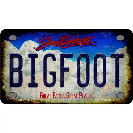 Bigfoot South Dakota Novelty Metal License Plate Tag 4" x 2.2" (MLP)