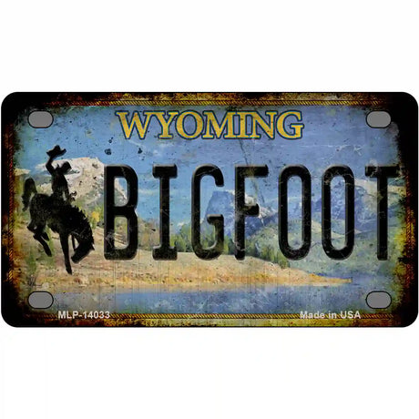 Bigfoot Wyoming Novelty Metal License Plate Tag 4" x 2.2" (MLP)