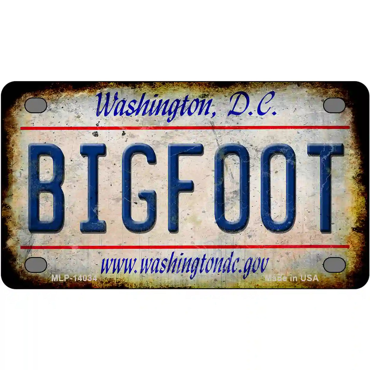 Bigfoot Washington DC Novelty Metal License Plate Tag 4" x 2.2" (MLP)