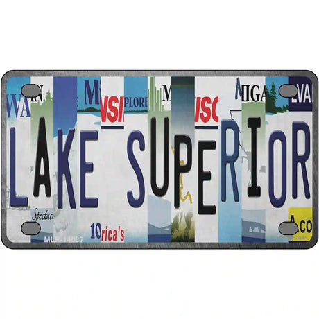 Lake Superior Strip Art Novelty Metal License Plate Tag 4" x 2.2" (MLP)