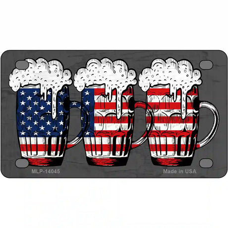 Three Beers America Novelty Metal License Plate 4" x 2.2" (MLP)