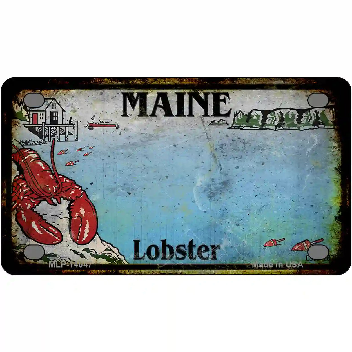 Maine Lobster Blank Rusty Novelty Metal License Plate 4" x 2.2" (MLP)