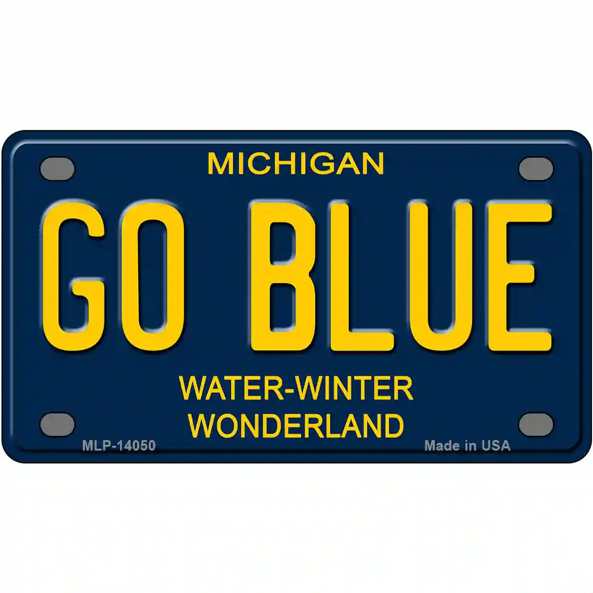 Go Blue Michigan Blue Novelty Metal License Plate 4" x 2.2" (MLP)