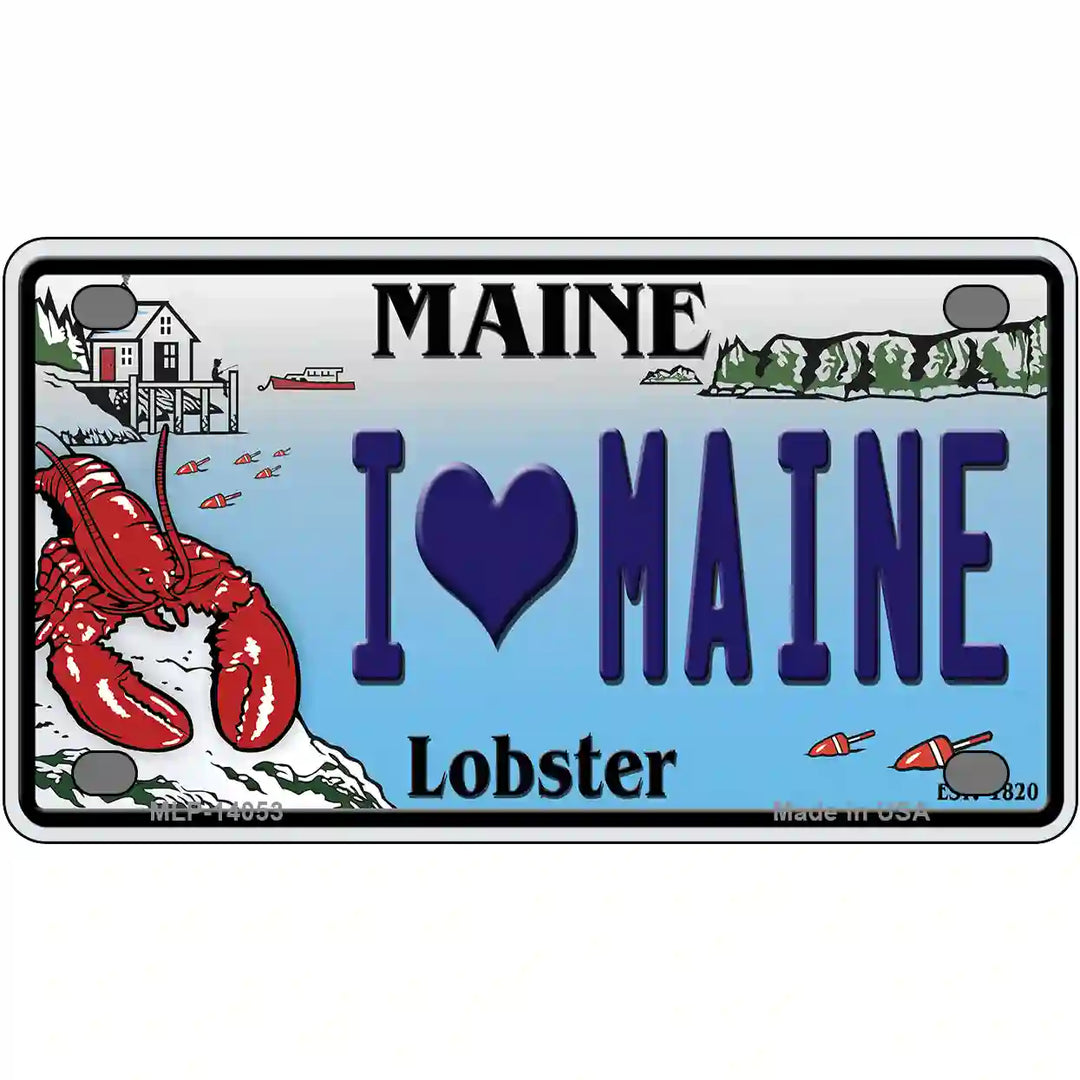 I Heart Maine Lobster Novelty Metal License Plate 4" x 2.2" (MLP)