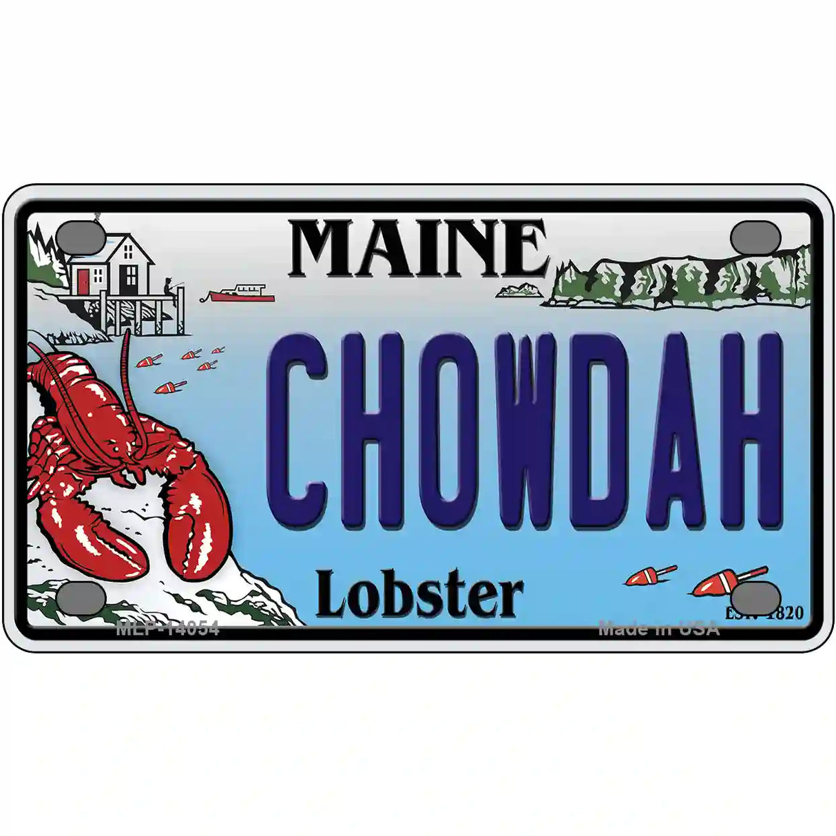 Chowdah Maine Lobster Novelty Metal License Plate 4" x 2.2" (MLP)